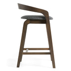 Vougler - Modern Grey Fabric + Wenge Counter Chair (Set of 2)