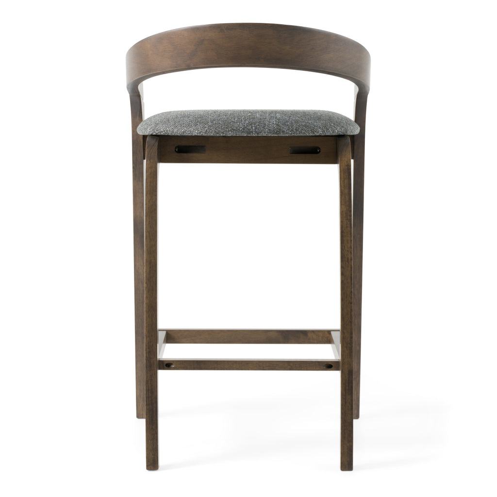 Vougler - Modern Grey Fabric + Wenge Counter Chair (Set of 2)