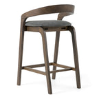 Vougler - Modern Grey Fabric + Wenge Counter Chair (Set of 2)