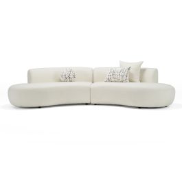 Weldon - Modern Cream Fabric Curved Sectional Sofa
