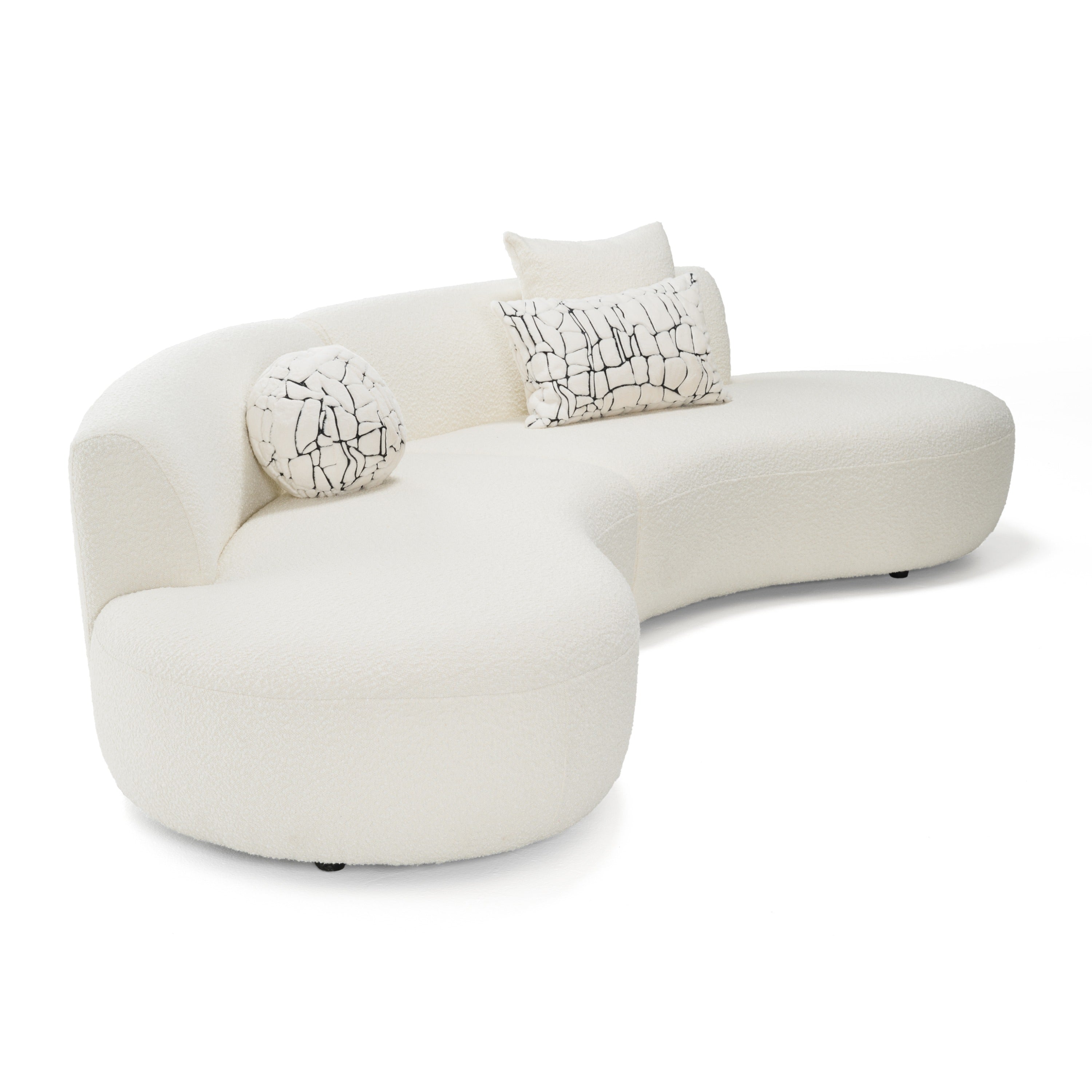 Weldon - Modern Cream Fabric Curved Sectional Sofa