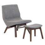 Whitney Modern Grey & Walnut Accent Chair & Ottoman