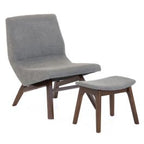 Whitney Modern Grey & Walnut Accent Chair & Ottoman