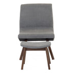 Whitney Modern Grey & Walnut Accent Chair & Ottoman