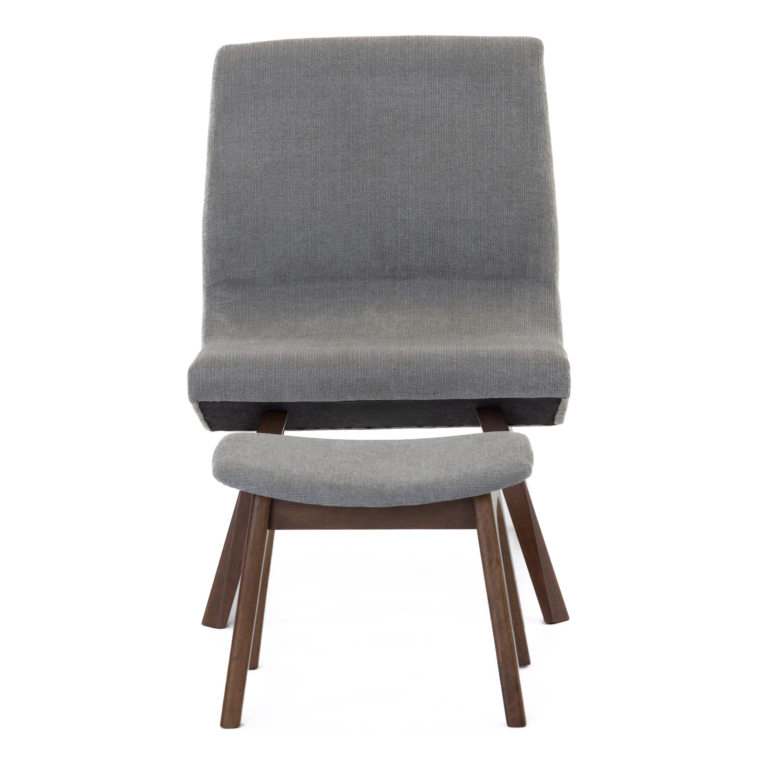 Whitney Modern Grey & Walnut Accent Chair & Ottoman