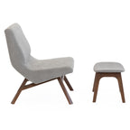 Whitney Modern Grey & Walnut Accent Chair & Ottoman