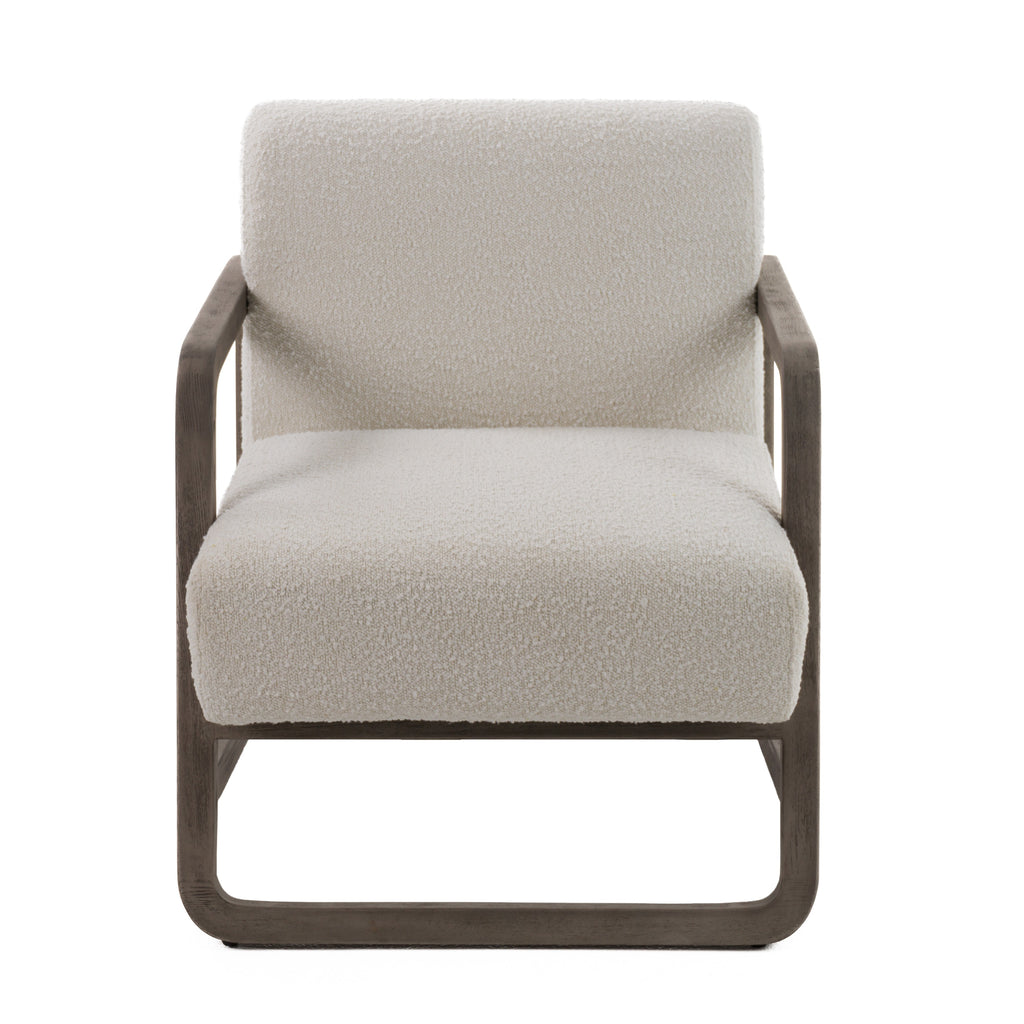 Wilber - Modern Off-White Fabric + Grey Wood Accent Chair