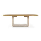 Wolff - Modern White Oak + Faux Travertine Dining Table