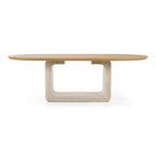 Wolff - Modern White Oak + Faux Travertine Dining Table
