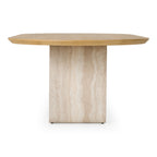 Wolff - Modern White Oak + Faux Travertine Dining Table
