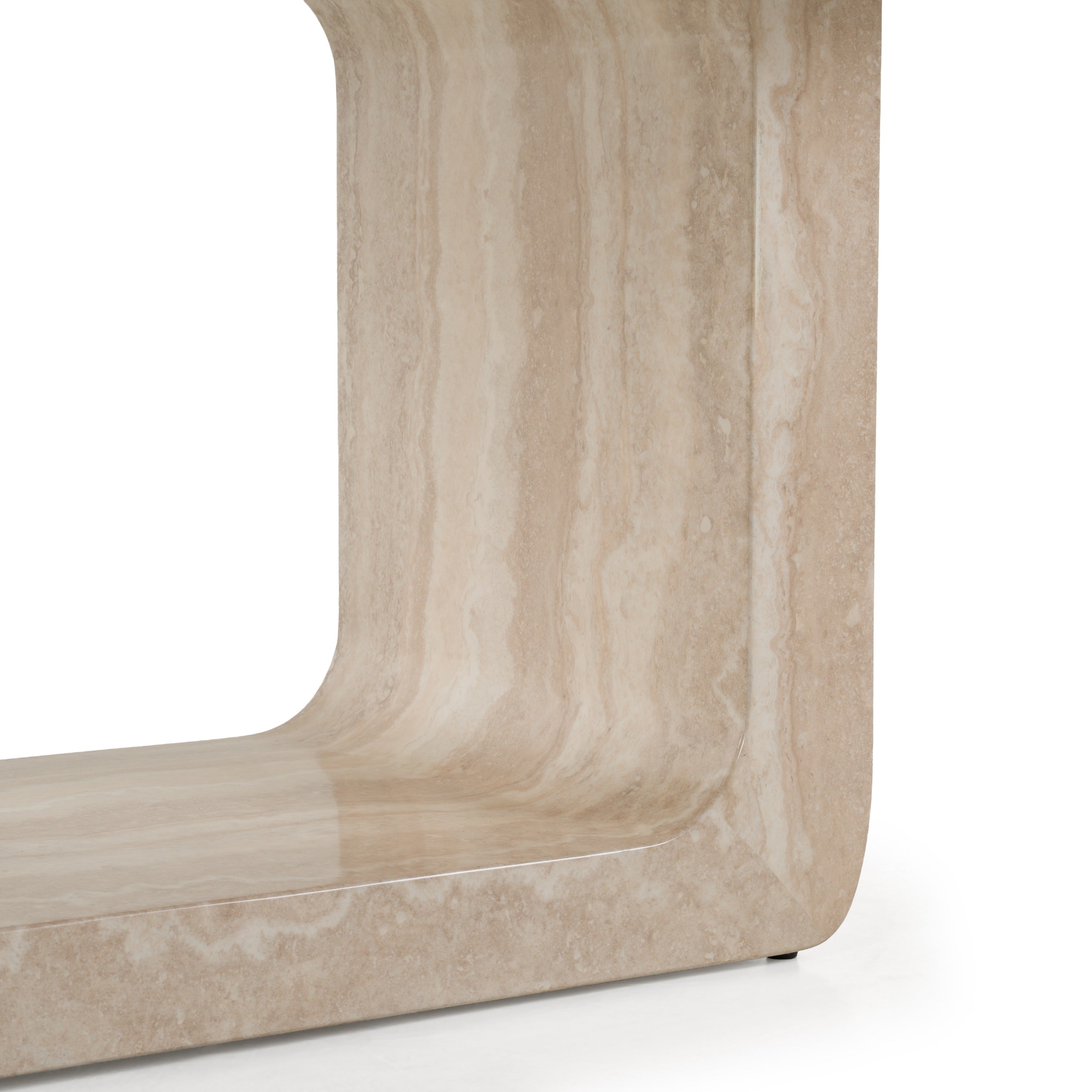Wolff - Modern White Oak + Faux Travertine Dining Table