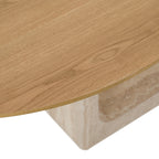 Wolff - Modern White Oak + Faux Travertine Dining Table