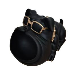 Dog With Open Mouth Modern Black + Gold Sculpture