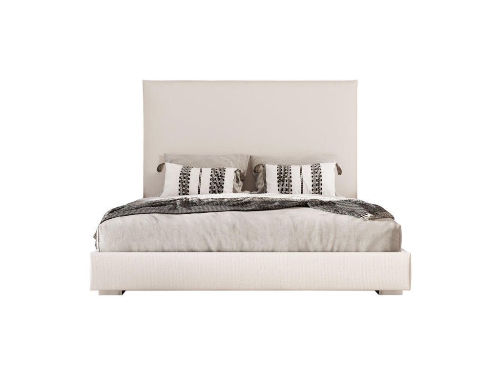 Sogno - Italian Modern Beige Fabric High Headboard Q Bed - Italian Modern Beige Fabric High Headboard Q Bed