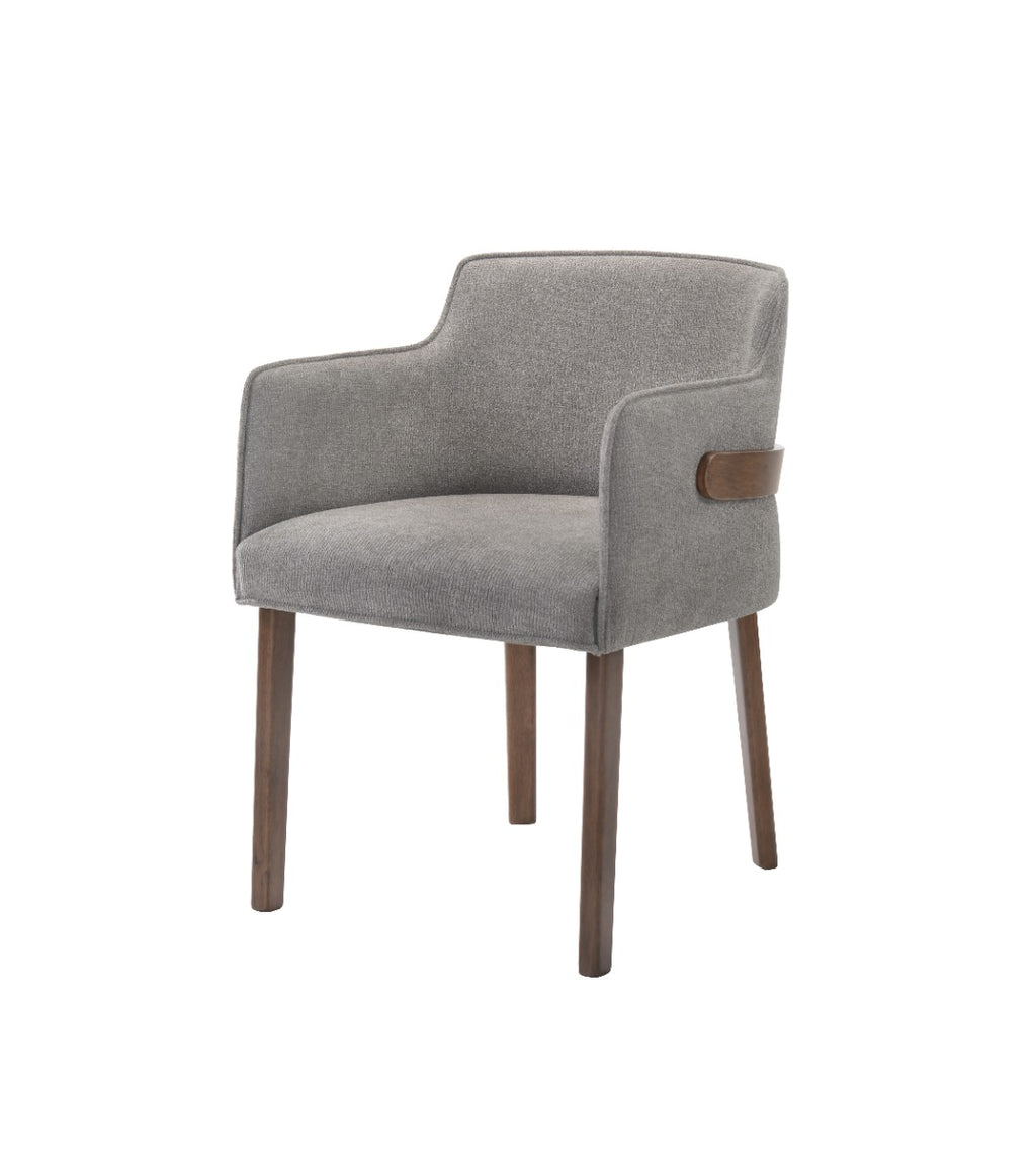 Castillo + Jordan - Modern Grey Fabric + Walnut 4-Piece Dining Set