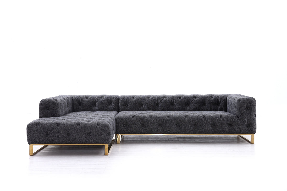 Divani Casa Willa - Modern Grey Fabric Left Facing Sectional Sofa – Additional View