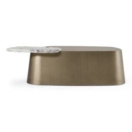 Yano - Modern White Marble + Antique Brass Coffee Table