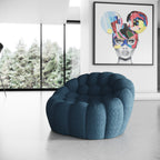 Yolonda - Modern Curved Dark Teal Fabric Chair