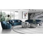 Yolonda - Modern Curved Dark Teal Fabric Sofa Set