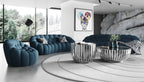 Yolonda - Modern Curved Dark Teal Fabric Sofa Set