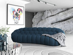 Yolonda - Modern Curved Dark Teal Fabric Sofa Set