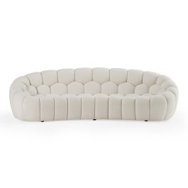 Yolonda - Modern Curved Off-White Fabric Sofa