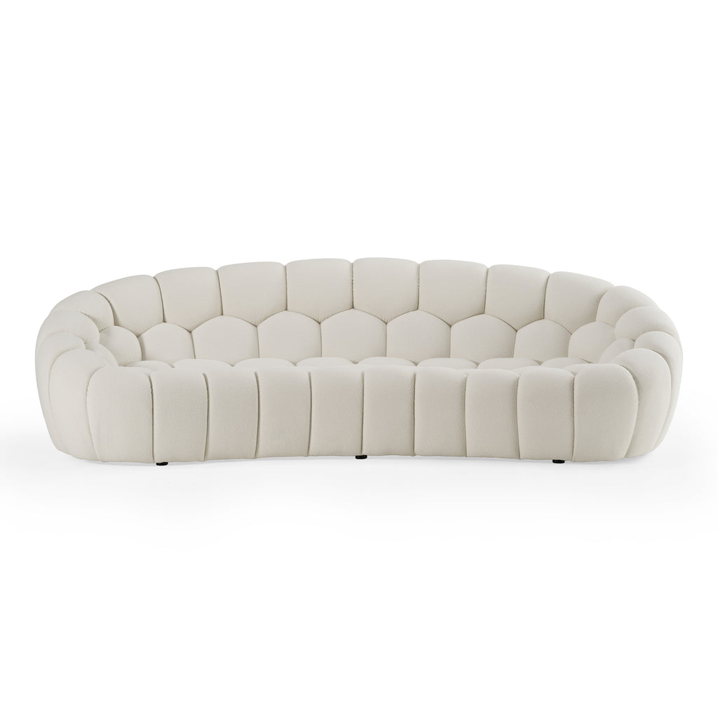 Yolonda - Modern Curved Off-White Fabric Sofa