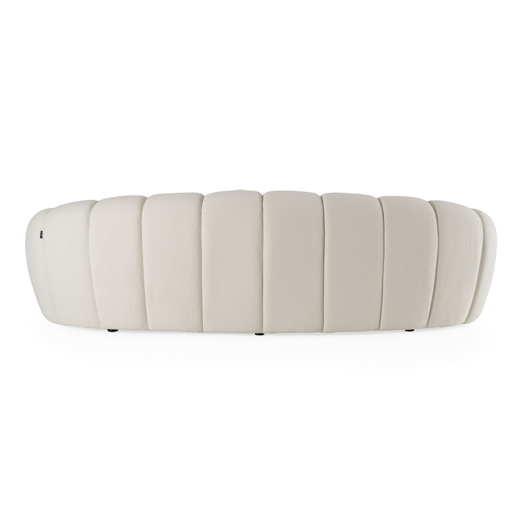 Yolonda - Modern Curved Off-White Fabric Sofa