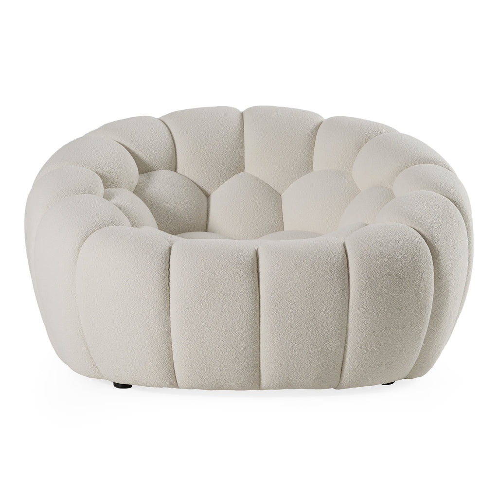 Yolonda - Modern Curved Off-White Fabric Chair
