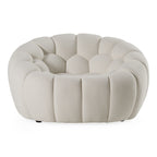 Yolonda - Modern Curved Off-White Fabric Chair