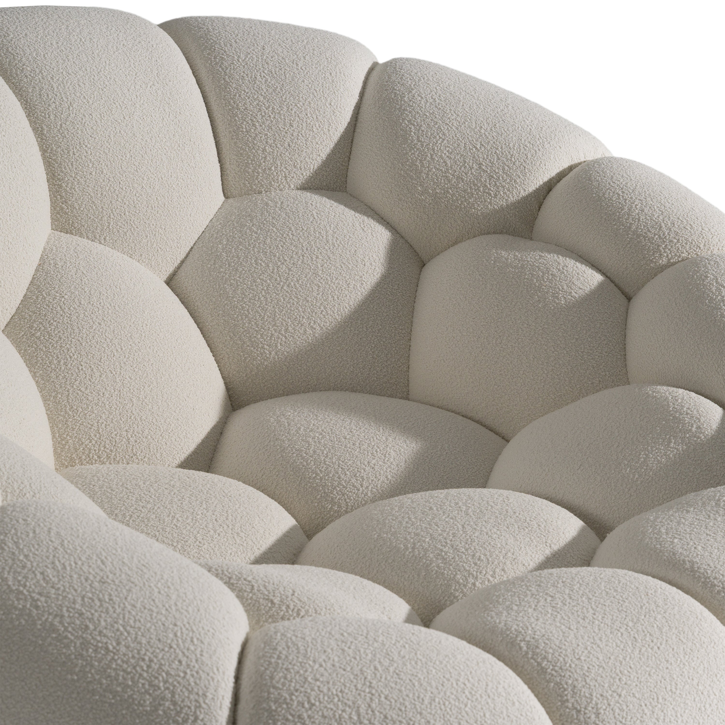 Yolonda - Modern Curved Off-White Fabric Chair