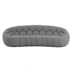 Yolonda - Modern Curved Light Grey Fabric Sofa