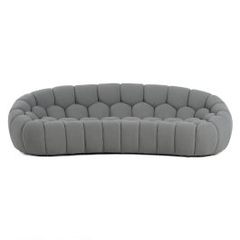 Yolonda - Modern Curved Light Grey Fabric Sofa