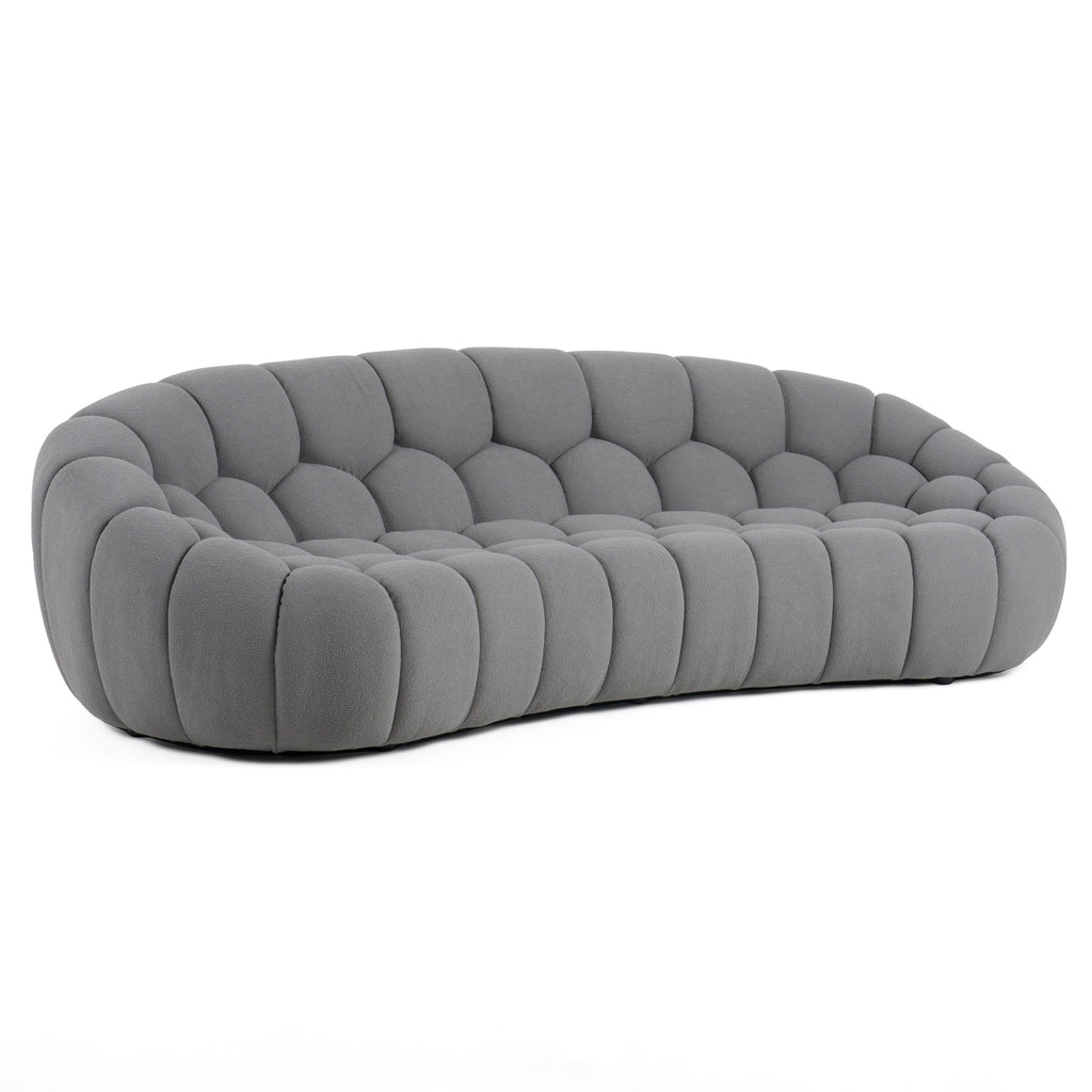 Yolonda - Modern Curved Light Grey Fabric Sofa
