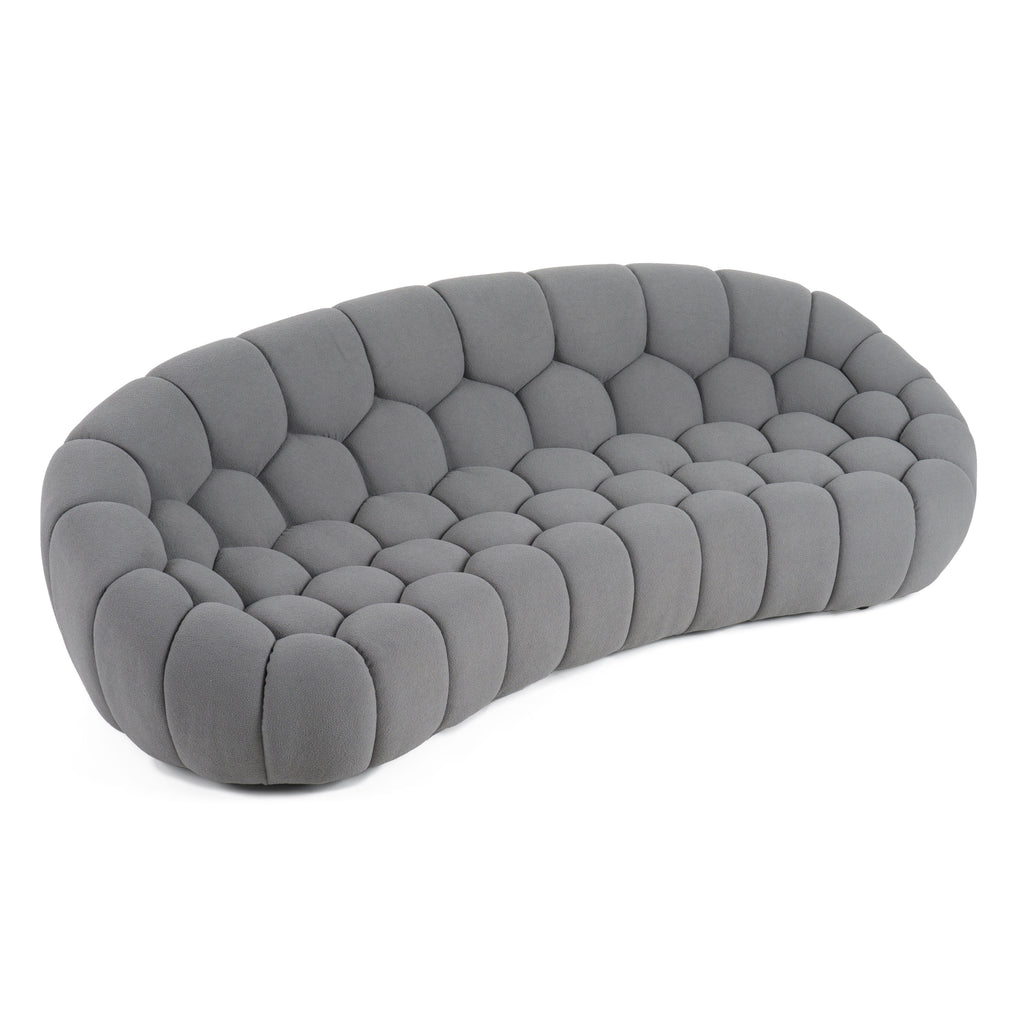 Yolonda - Modern Curved Light Grey Fabric Sofa