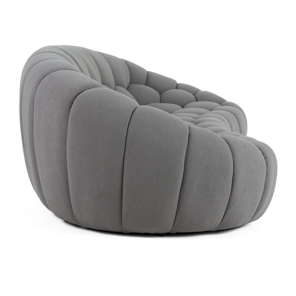 Yolonda - Modern Curved Light Grey Fabric Sofa