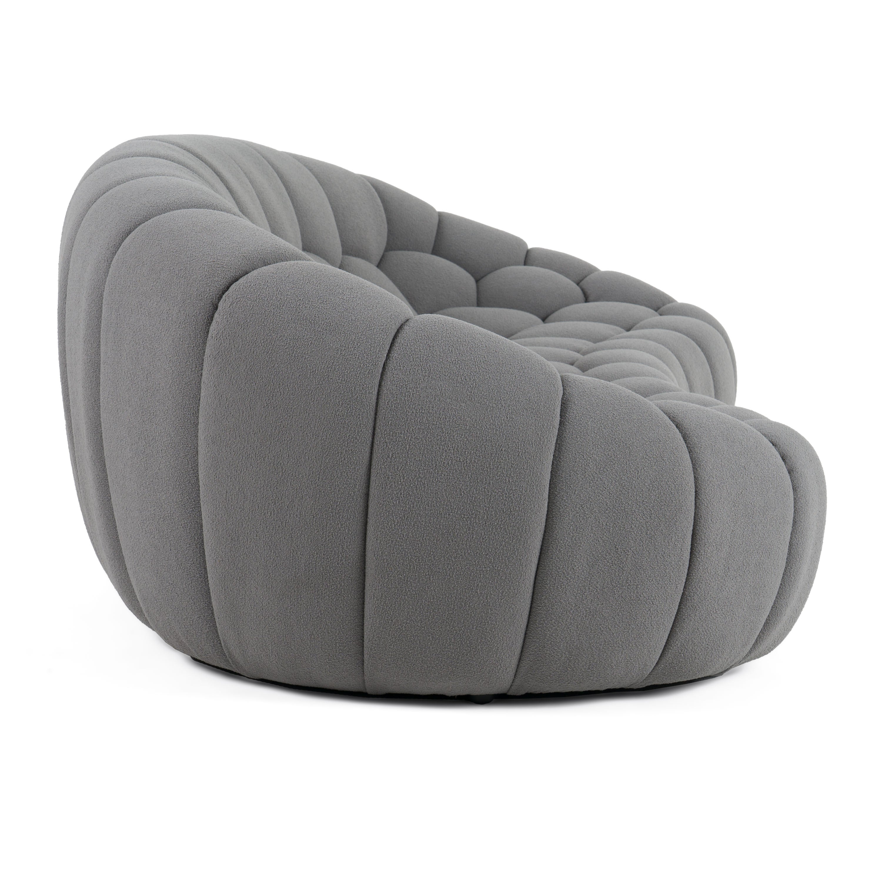 Yolonda - Modern Curved Light Grey Fabric Sofa