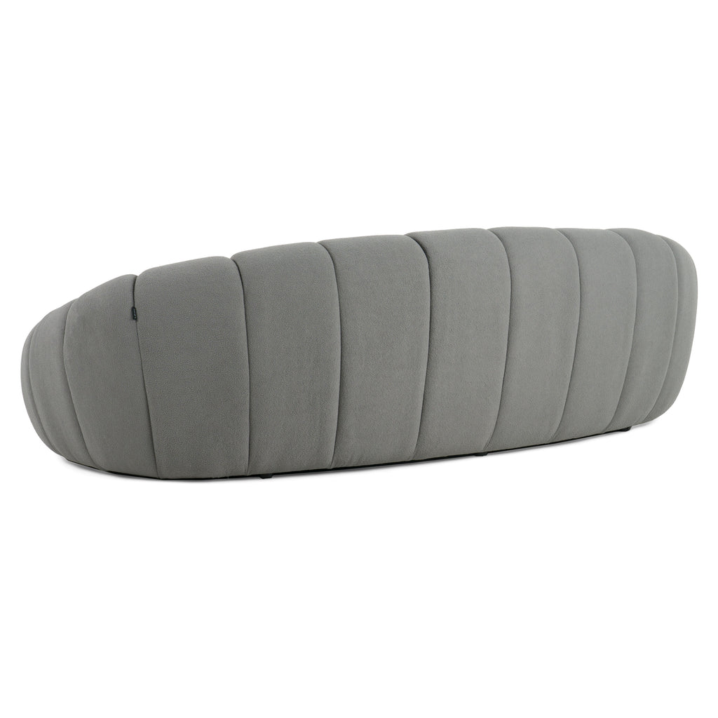 Yolonda - Modern Curved Light Grey Fabric Sofa
