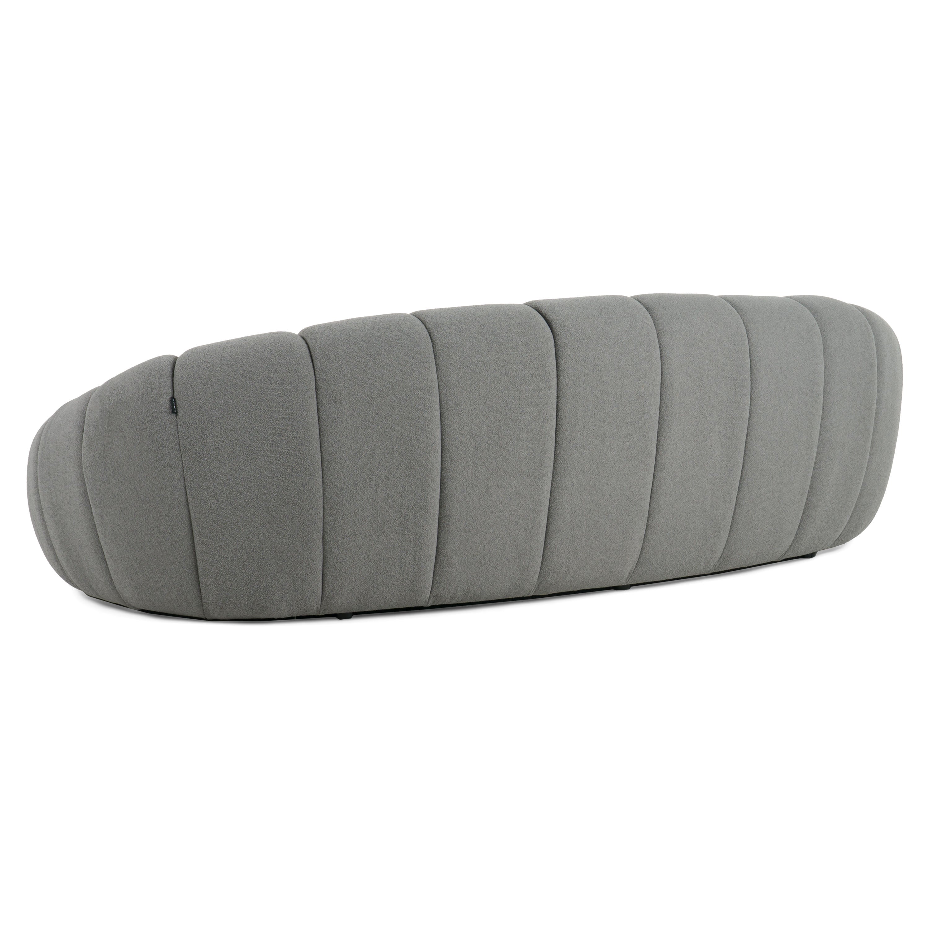 Yolonda - Modern Curved Light Grey Fabric Sofa