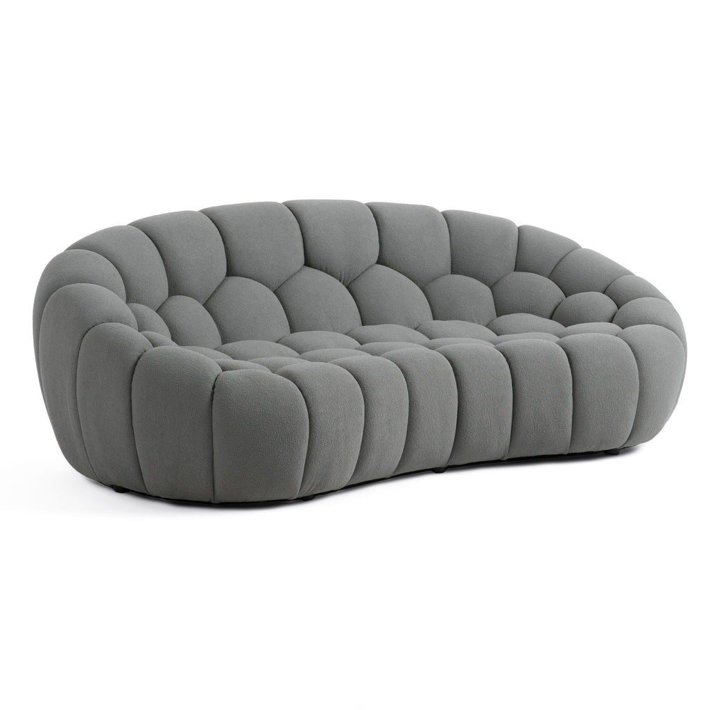 Yolonda - Modern Curved Light Grey Fabric Loveseat