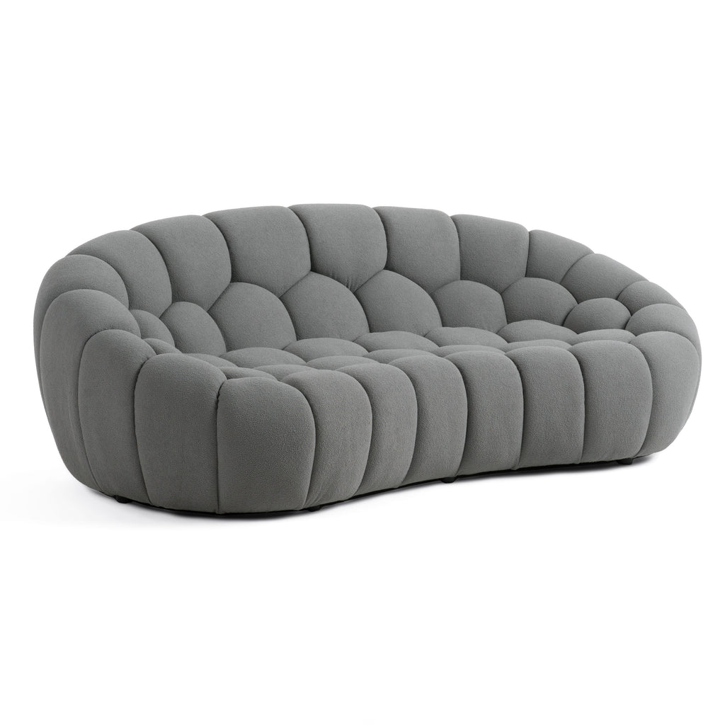Yolonda - Modern Curved Light Grey Fabric Sofa Set