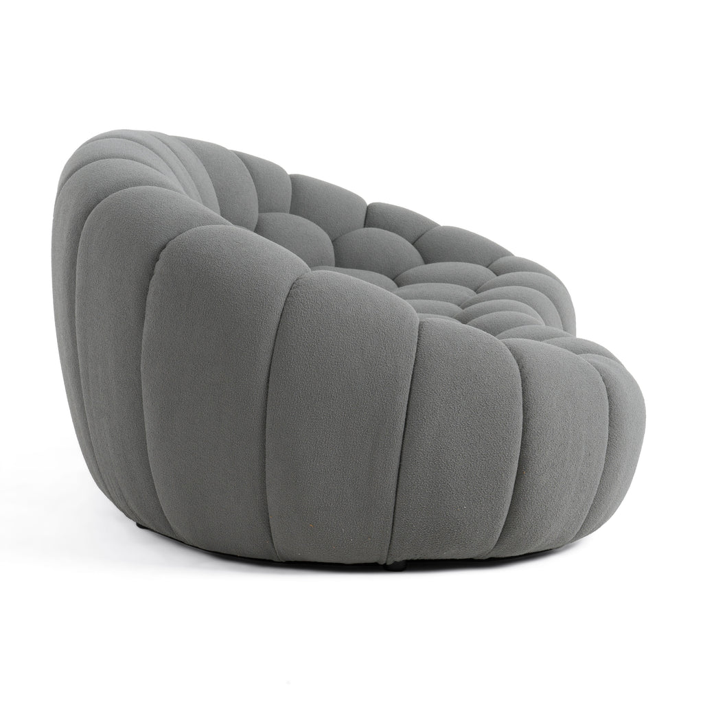 Yolonda - Modern Curved Light Grey Fabric Loveseat
