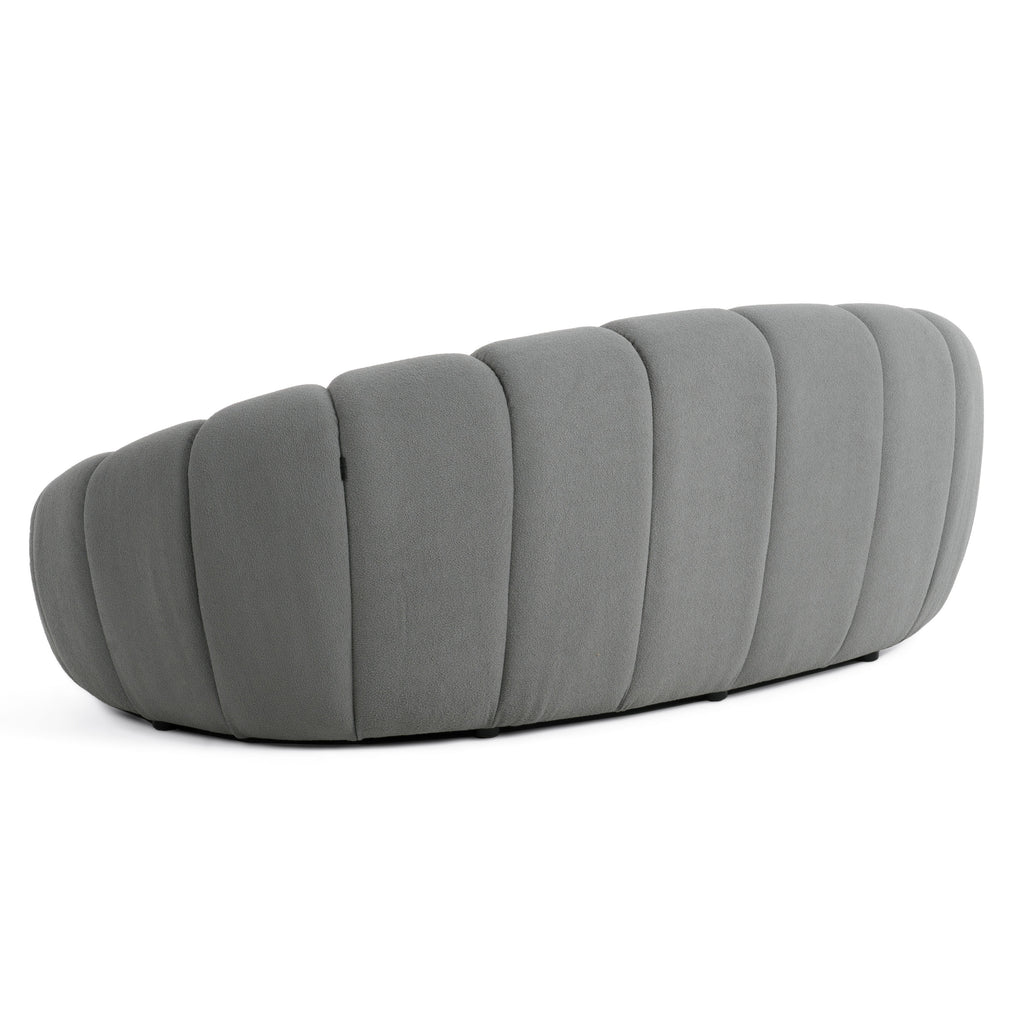 Yolonda - Modern Curved Light Grey Fabric Loveseat
