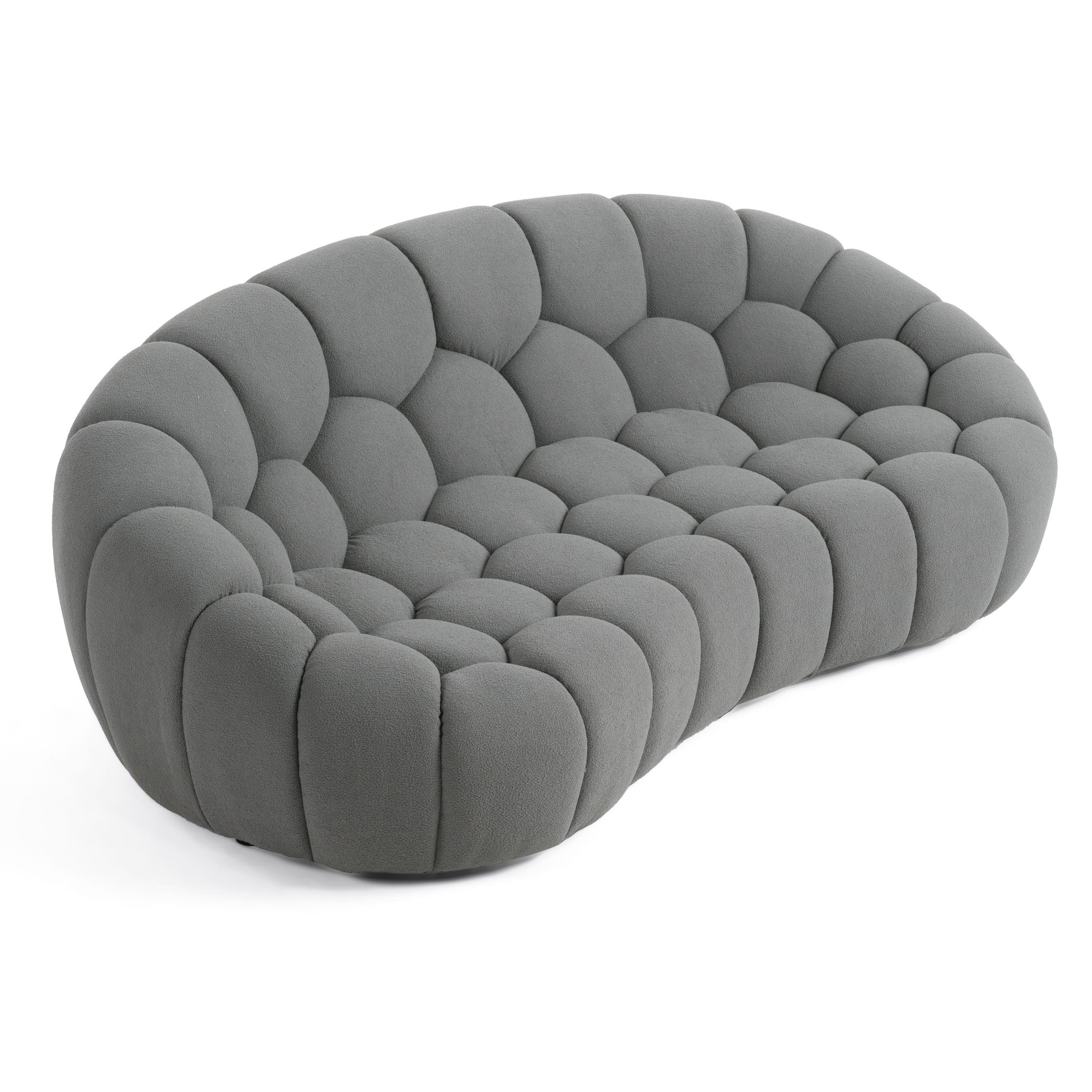Yolonda - Modern Curved Light Grey Fabric Loveseat