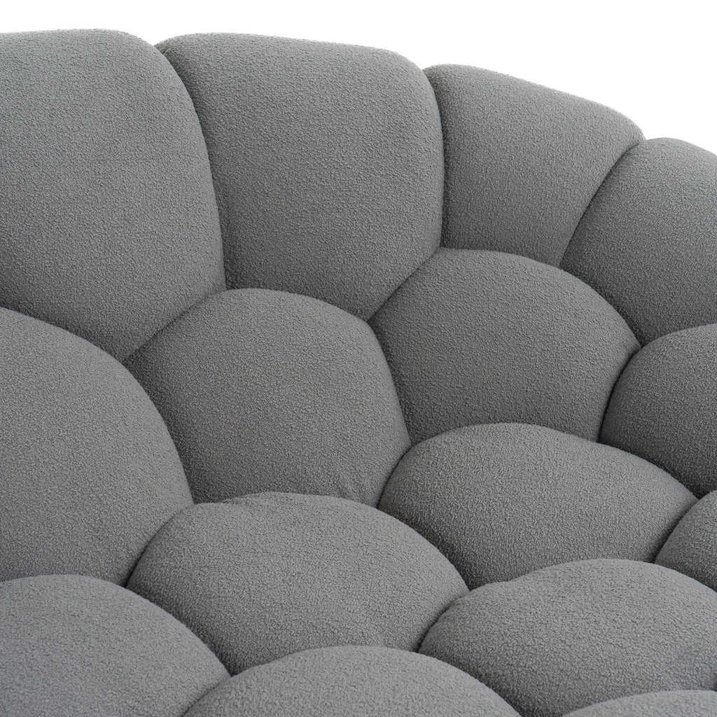 Yolonda - Modern Curved Light Grey Fabric Sofa Set