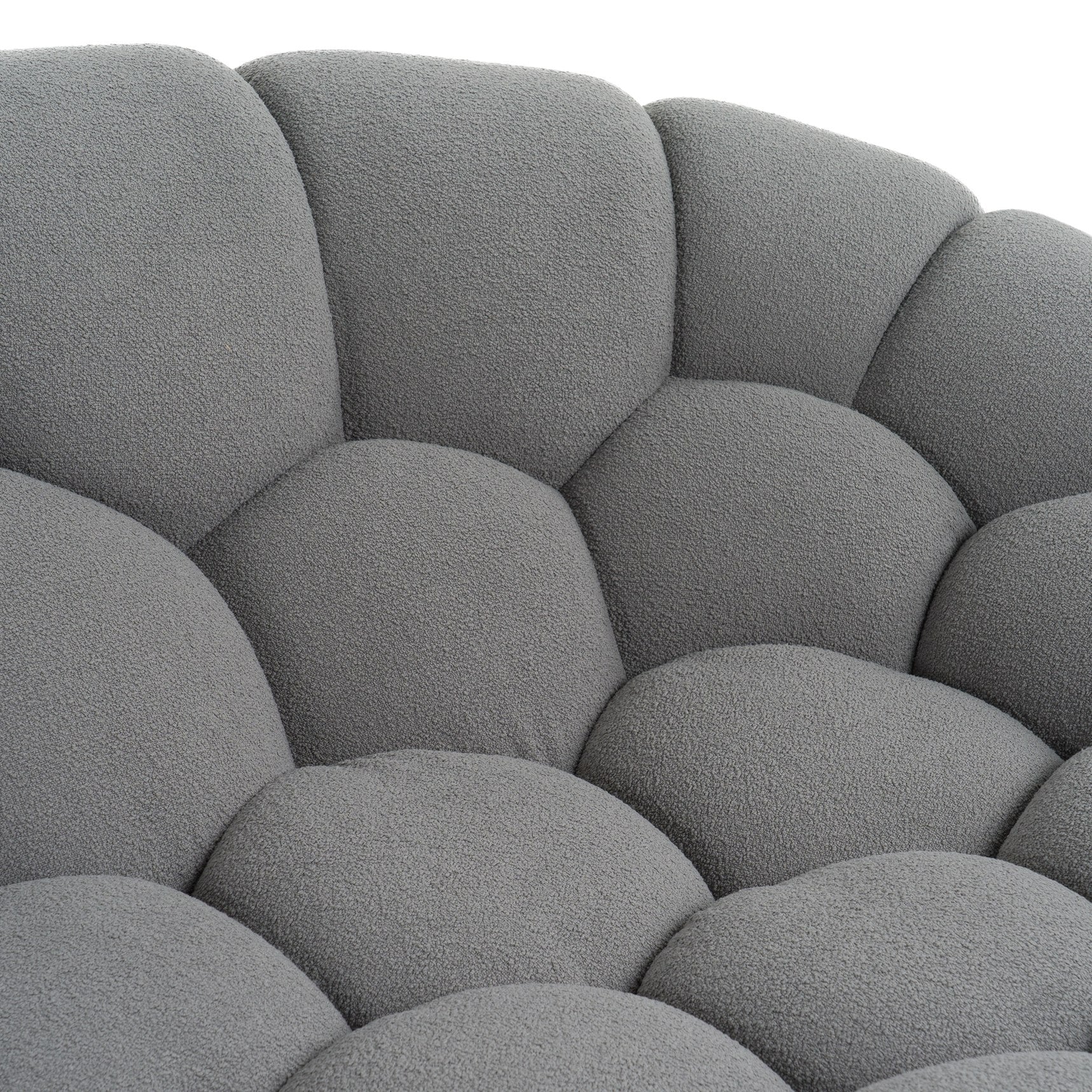 Yolonda - Modern Curved Light Grey Fabric Sofa Set