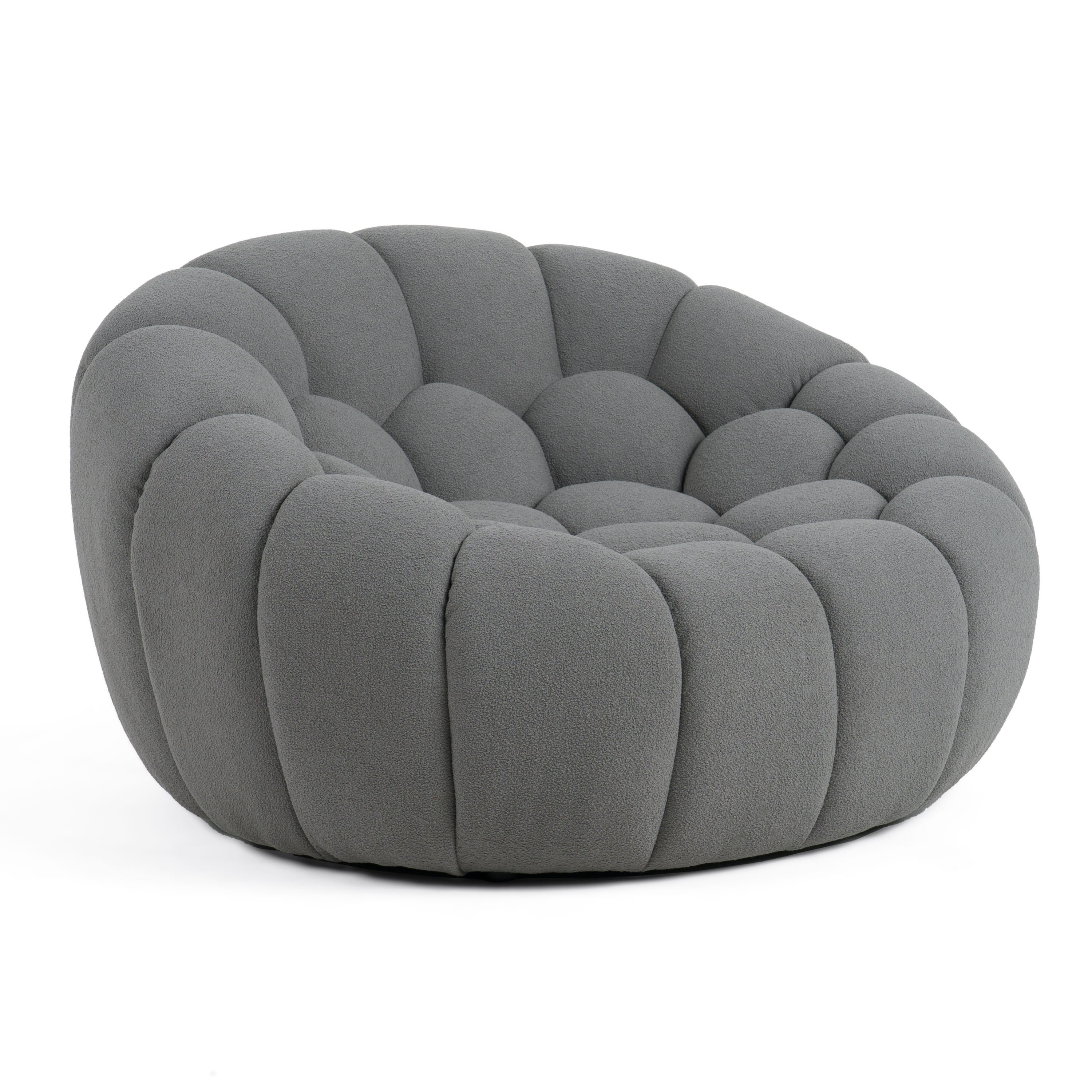 Yolonda - Modern Curved Light Grey Fabric Sofa Set
