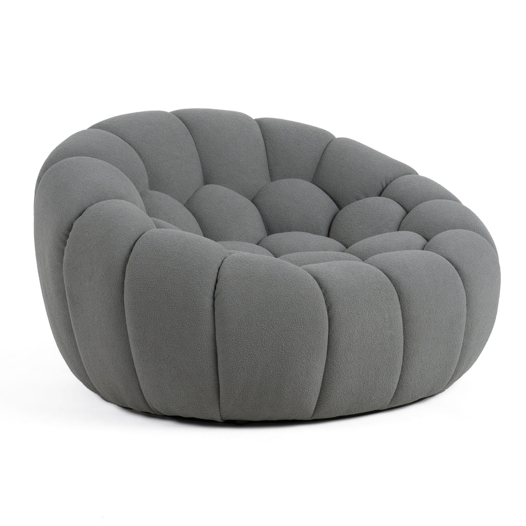 Yolonda - Modern Curved Light Grey Fabric Chair