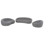 Yolonda - Modern Curved Light Grey Fabric Sofa Set