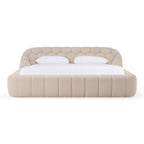Yolonda - Modern Beige Fabric Bed - Modern Beige Fabric Bed
